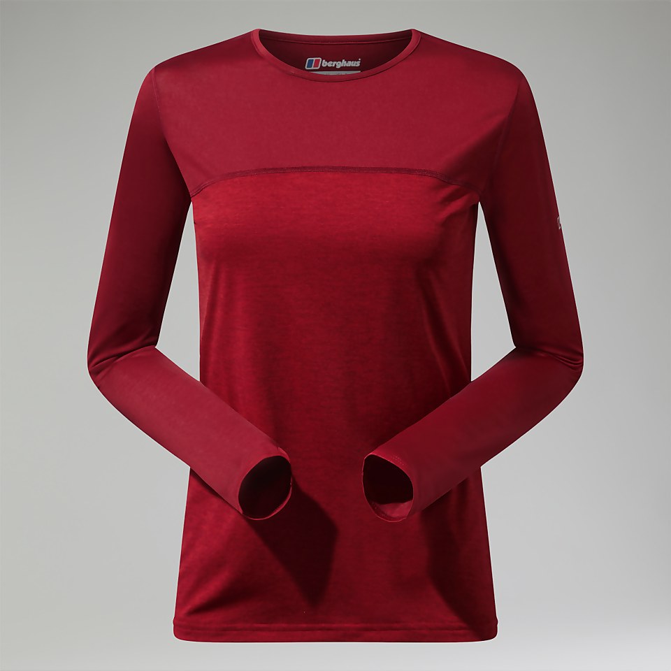 Women's Voyager Tech Tee Long Sleeve Crew -Red