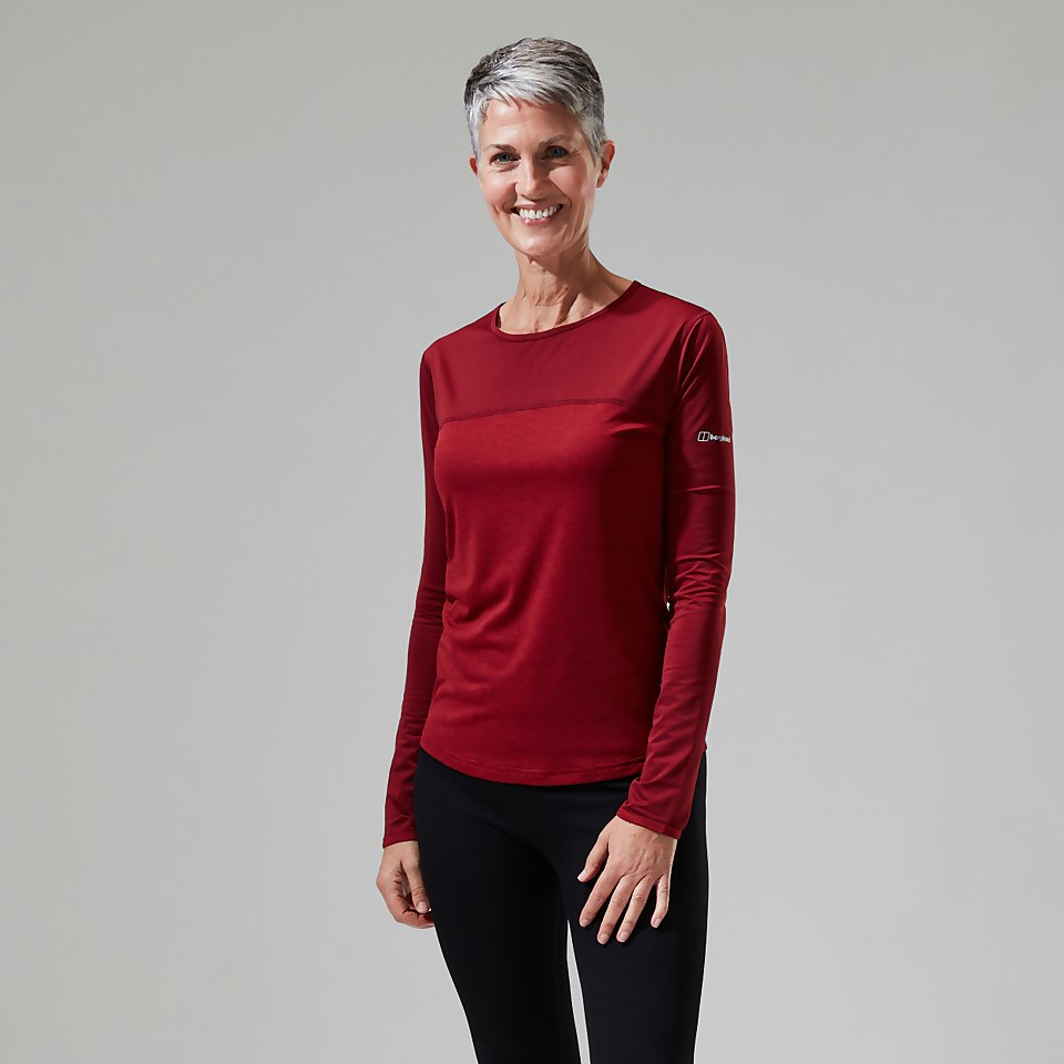 Women's Voyager Tech Tee Long Sleeve Crew -Red