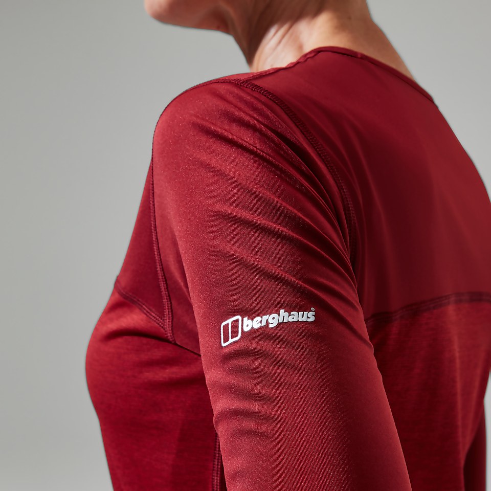 Women's Voyager Tech Tee Long Sleeve Crew -Red