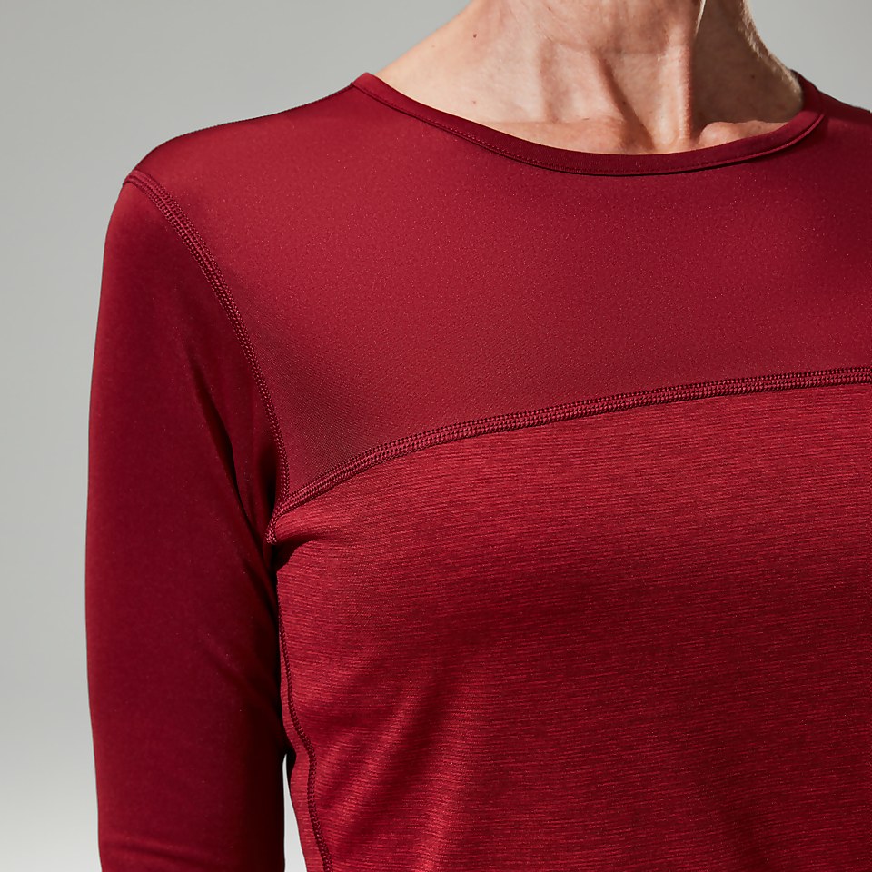 Women's Voyager Tech Tee Long Sleeve Crew -Red