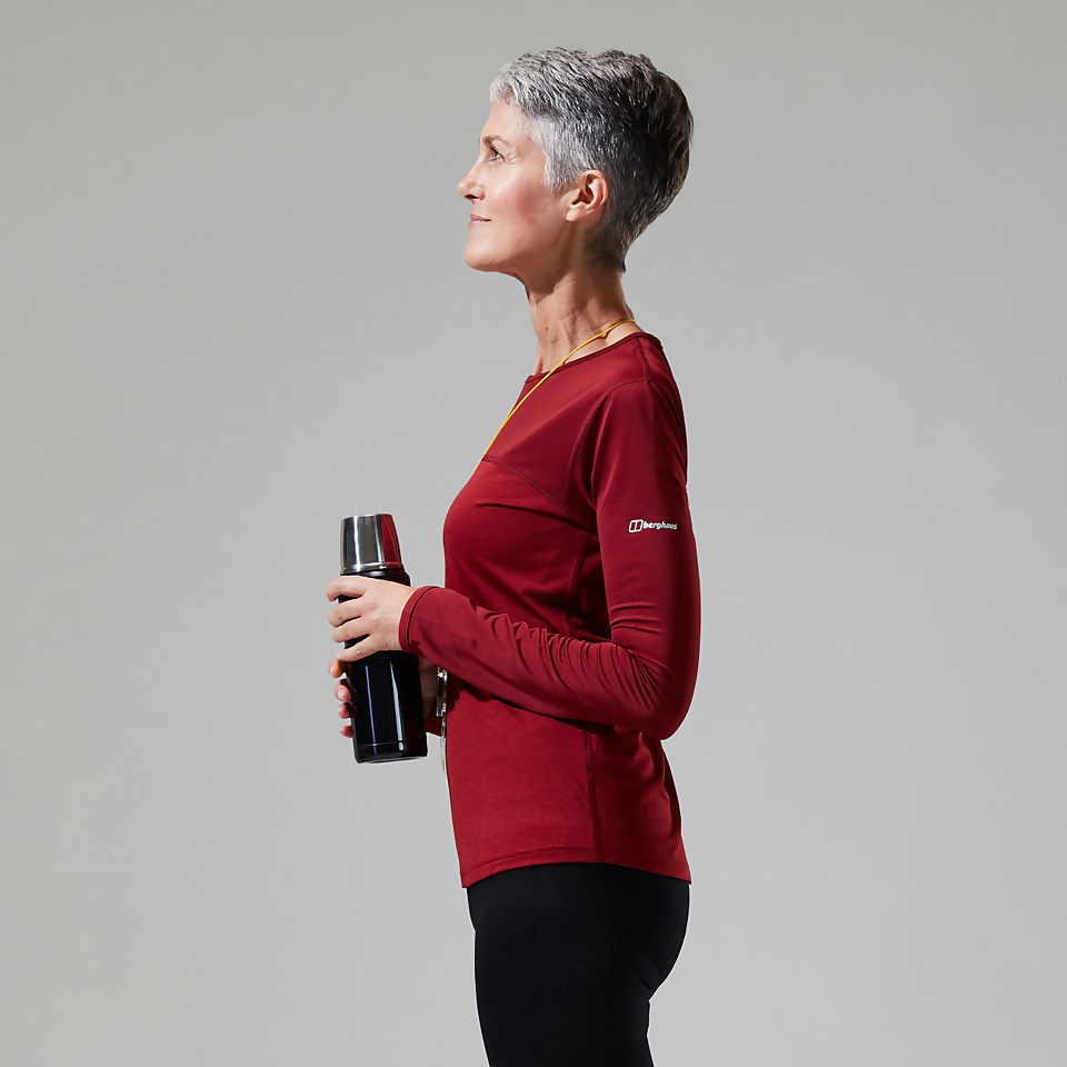 Women's Voyager Tech Tee Long Sleeve Crew -Red