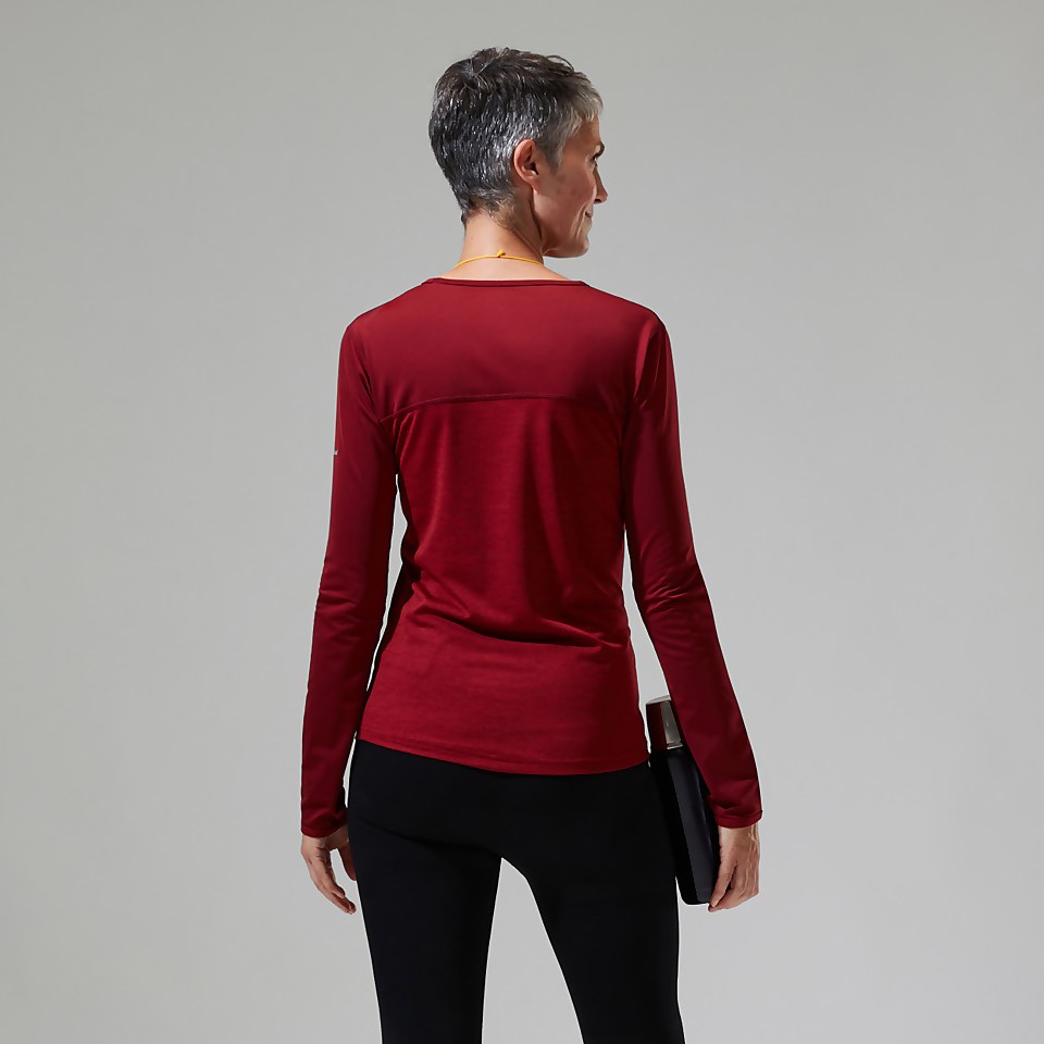 Women's Voyager Tech Tee Long Sleeve Crew -Red