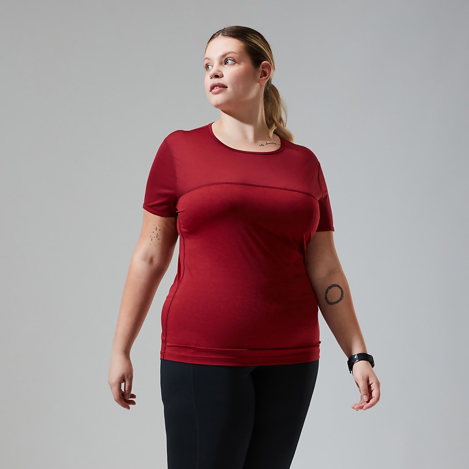 Short Sleeve Voyager Tech T-Shirt für Damen - Dunkelrot