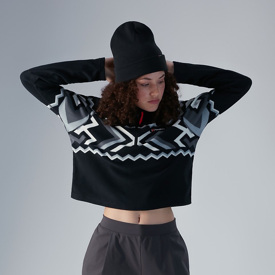 Women's Prism Crop Half Zip Fleece - Black
