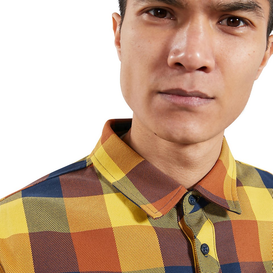 Men's Skawton Long Sleeve Shirt - Blue / Brown