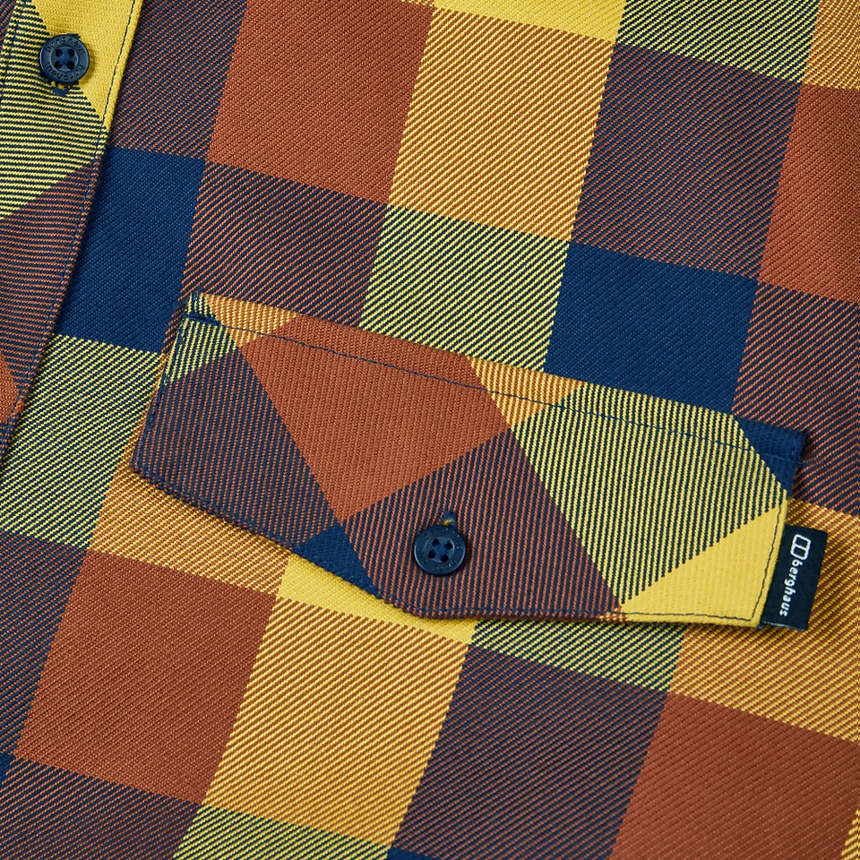 Men's Skawton Long Sleeve Shirt - Blue / Brown