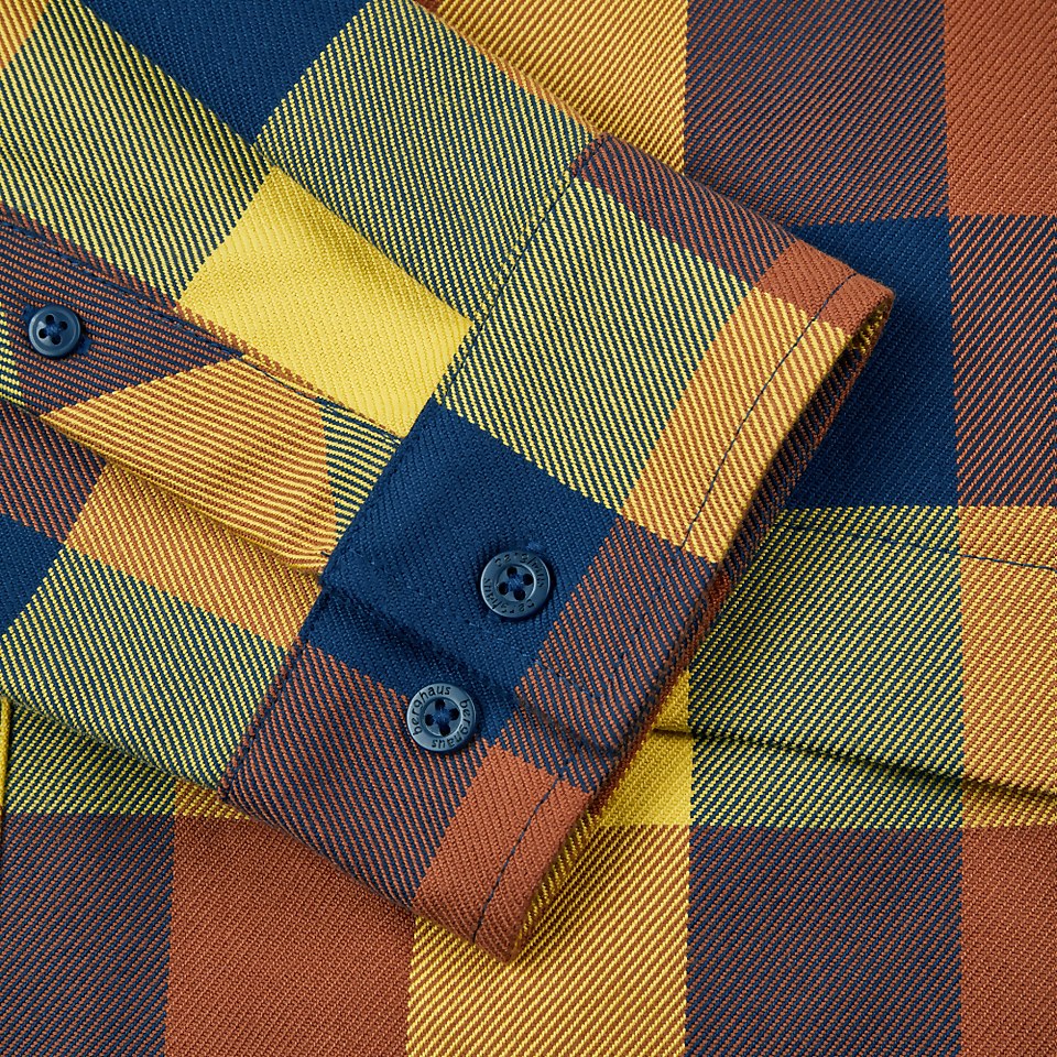 Men's Skawton Long Sleeve Shirt - Blue / Brown