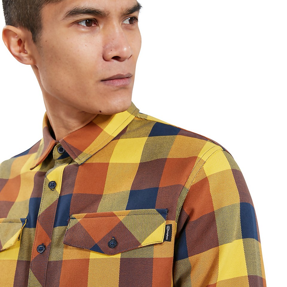 Men's Skawton Long Sleeve Shirt - Blue / Brown