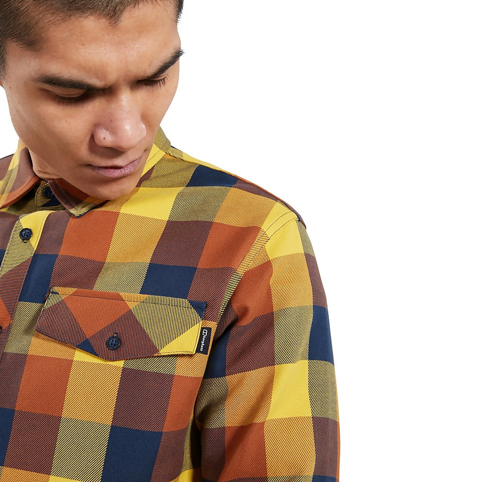 Men's Skawton Long Sleeve Shirt - Blue / Brown