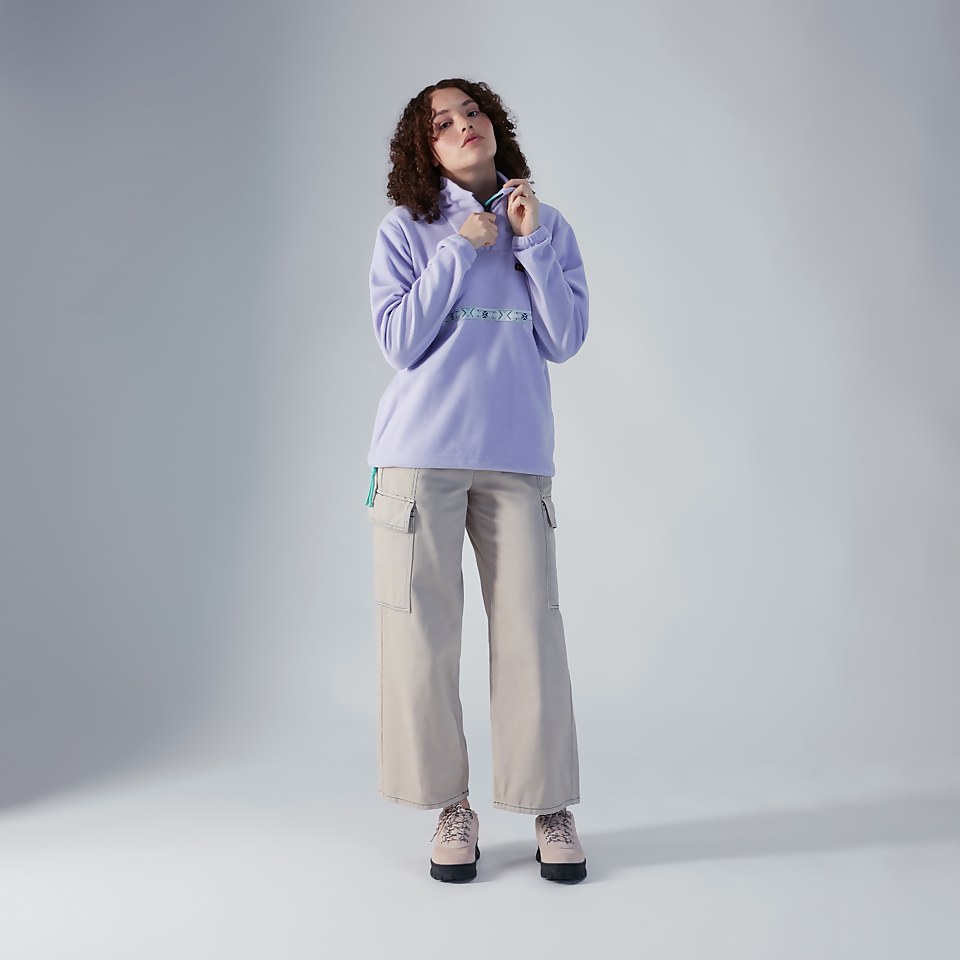 Women's Oversized Aztec Half Zip Fleece - Purple
