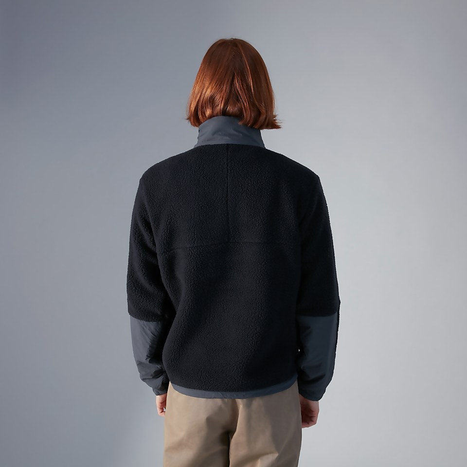 Unisex Oversized Fleece Half Zip Smock - Black/Grey