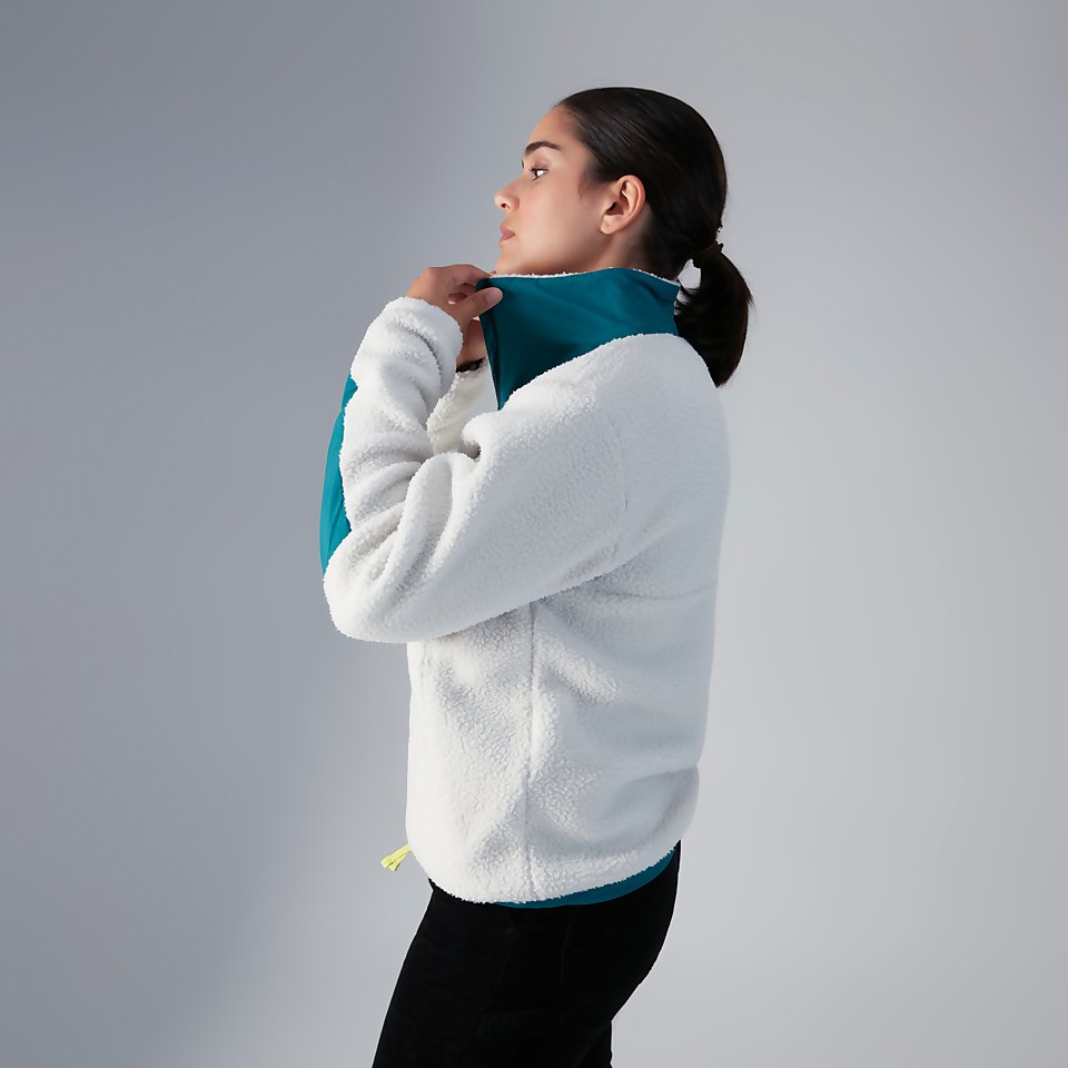 Unisex Oversized Fleece Half Zip Smock - Natural / Green