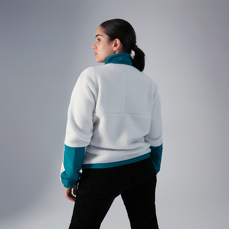 Unisex Oversized Fleece Half Zip Smock - Natural / Green