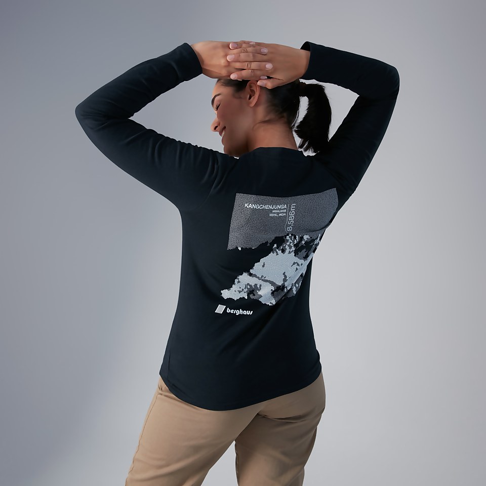 Unisex Kanchenjunga Static Long Sleeve T-Shirts - Black