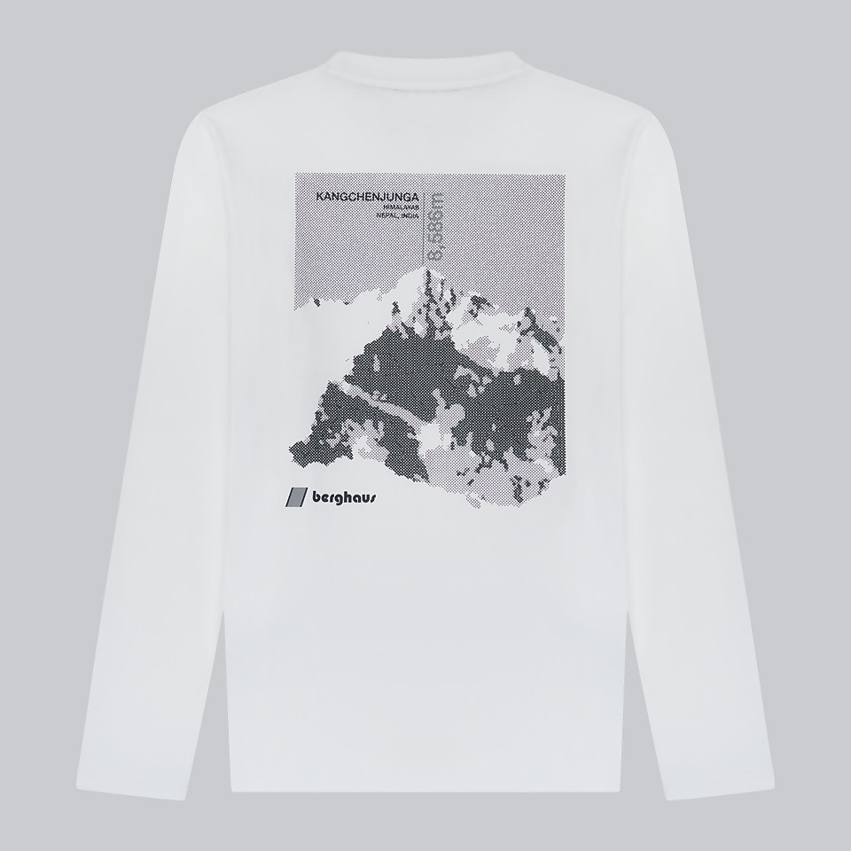 Unisex Kanchenjunga Static Long Sleeve T-Shirts - White