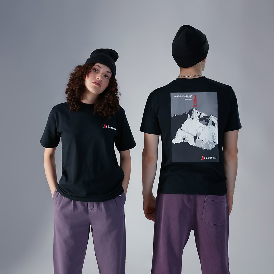 Unisex Kanchenjunga Static Short Sleeve T-Shirt - Black