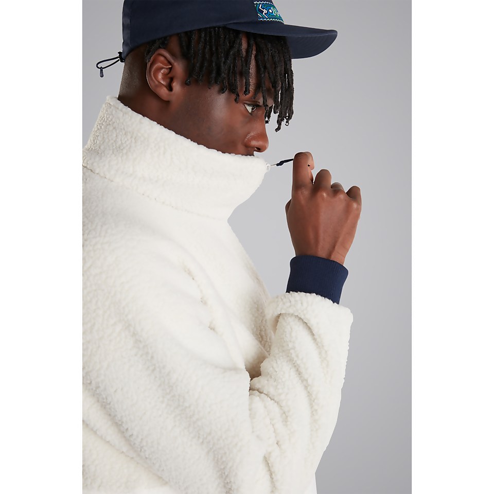 Unisex Polar Fleece 90 Half Zip Fleece - Grey / Natural