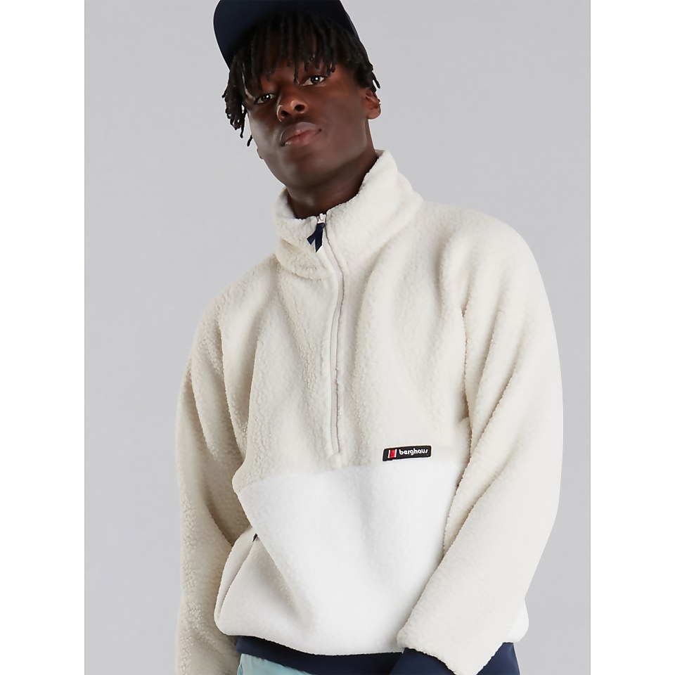 Unisex Polar Fleece 90 Half Zip Fleece - Grey / Natural