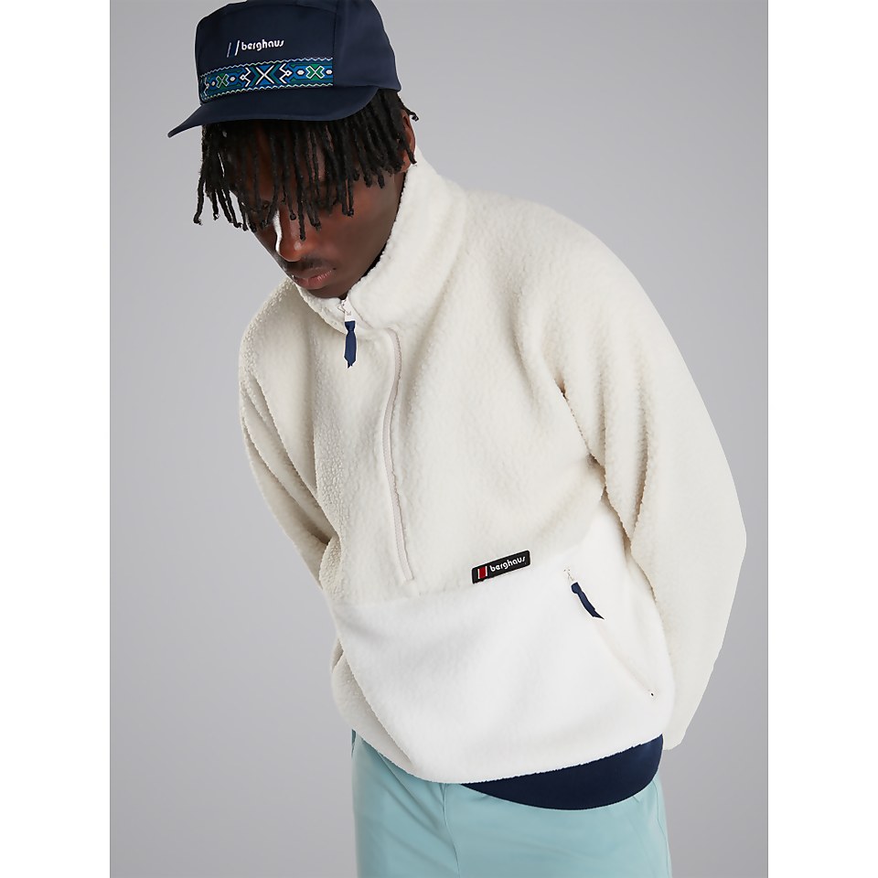 Unisex Polar Fleece 90 Half Zip Fleece - Grey / Natural