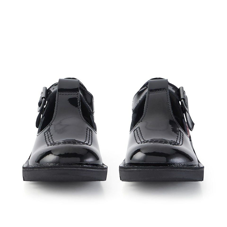 Junior Girls Kick T Bar Patent Leather Black