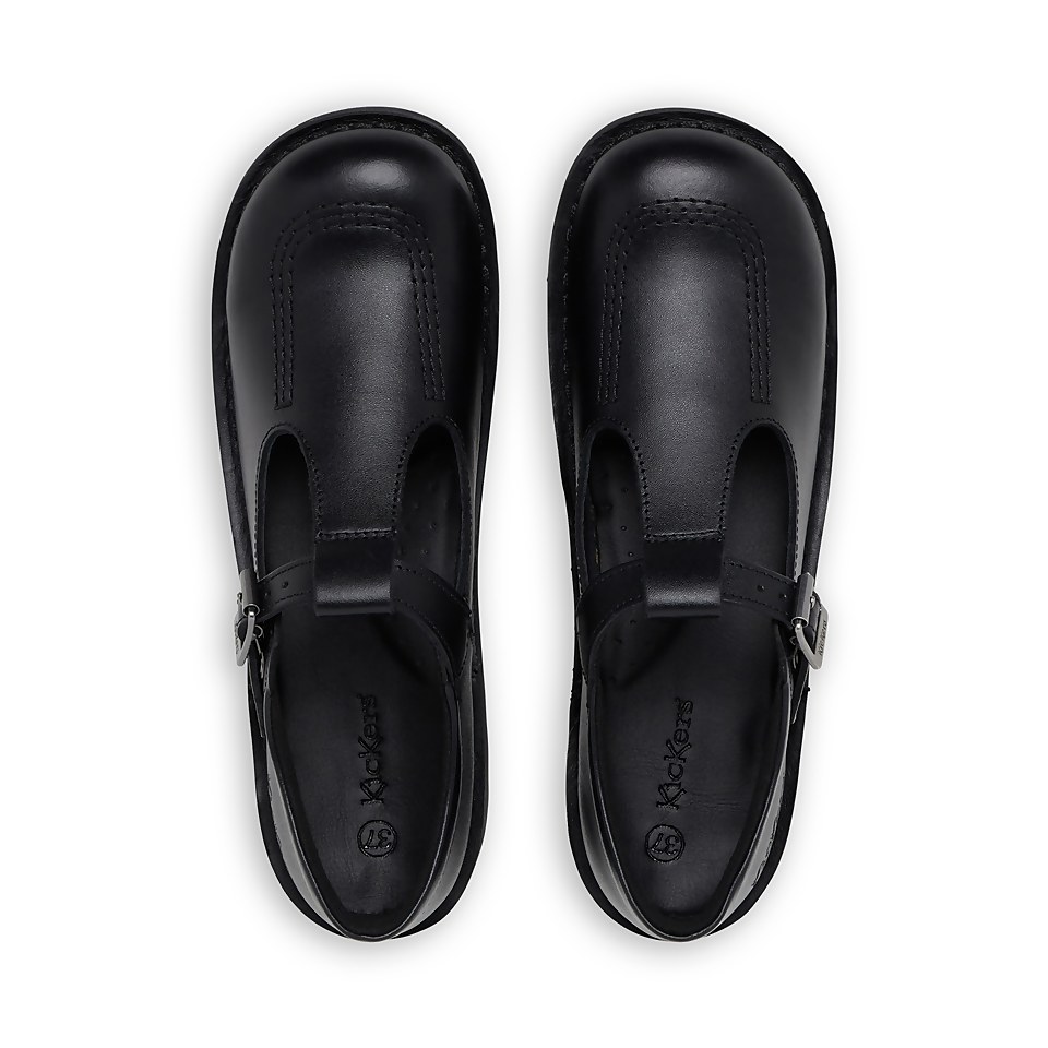 Youth Womens Kick T Bar Leather Black