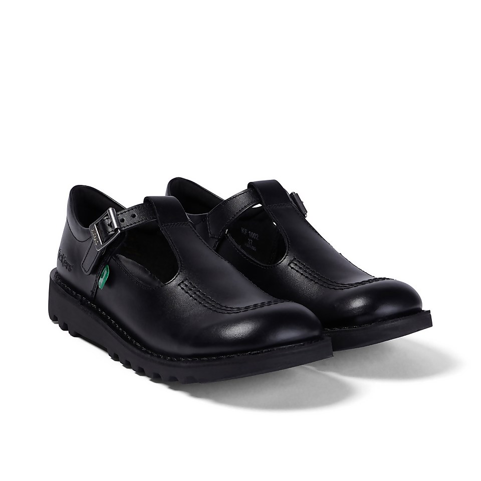 Youth Womens Kick T Bar Leather Black