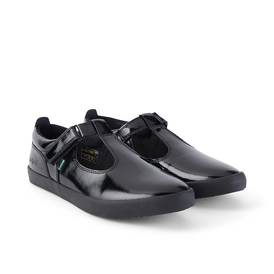 Youth Womens Kariko T Bar Patent Leather Black