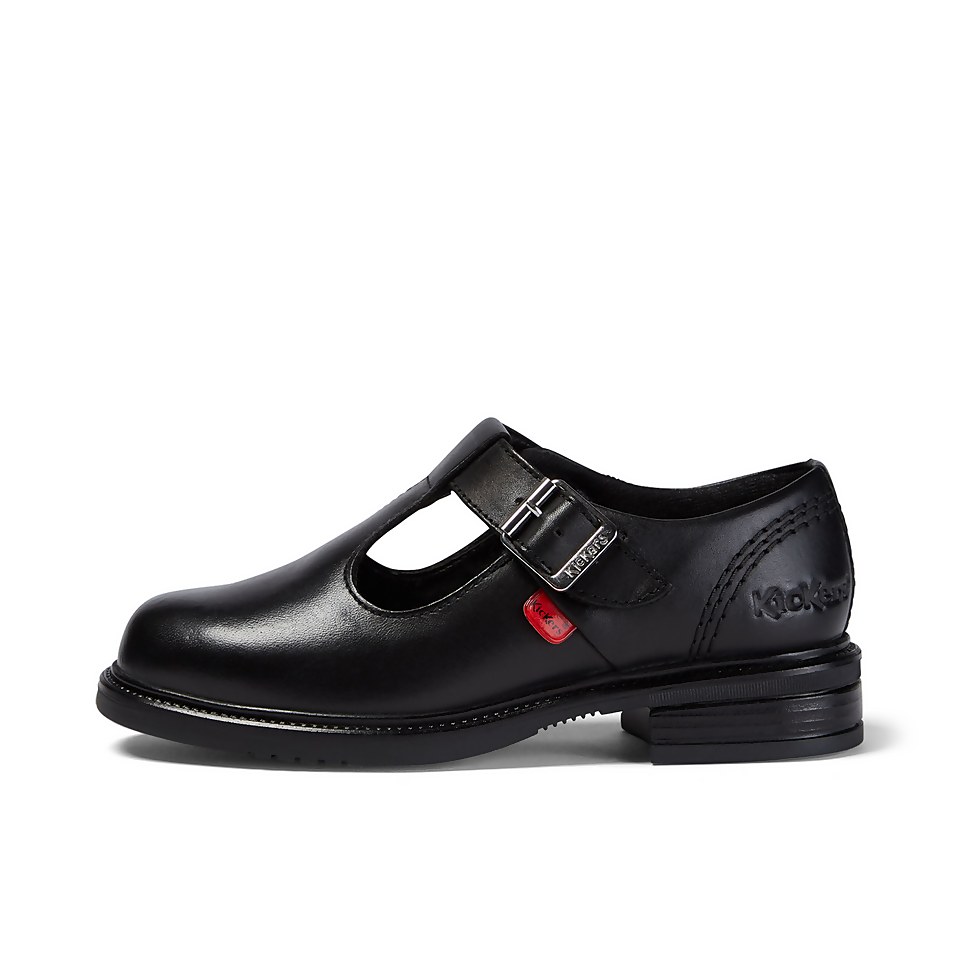 Junior Girls Lach T-Bar Leather Black