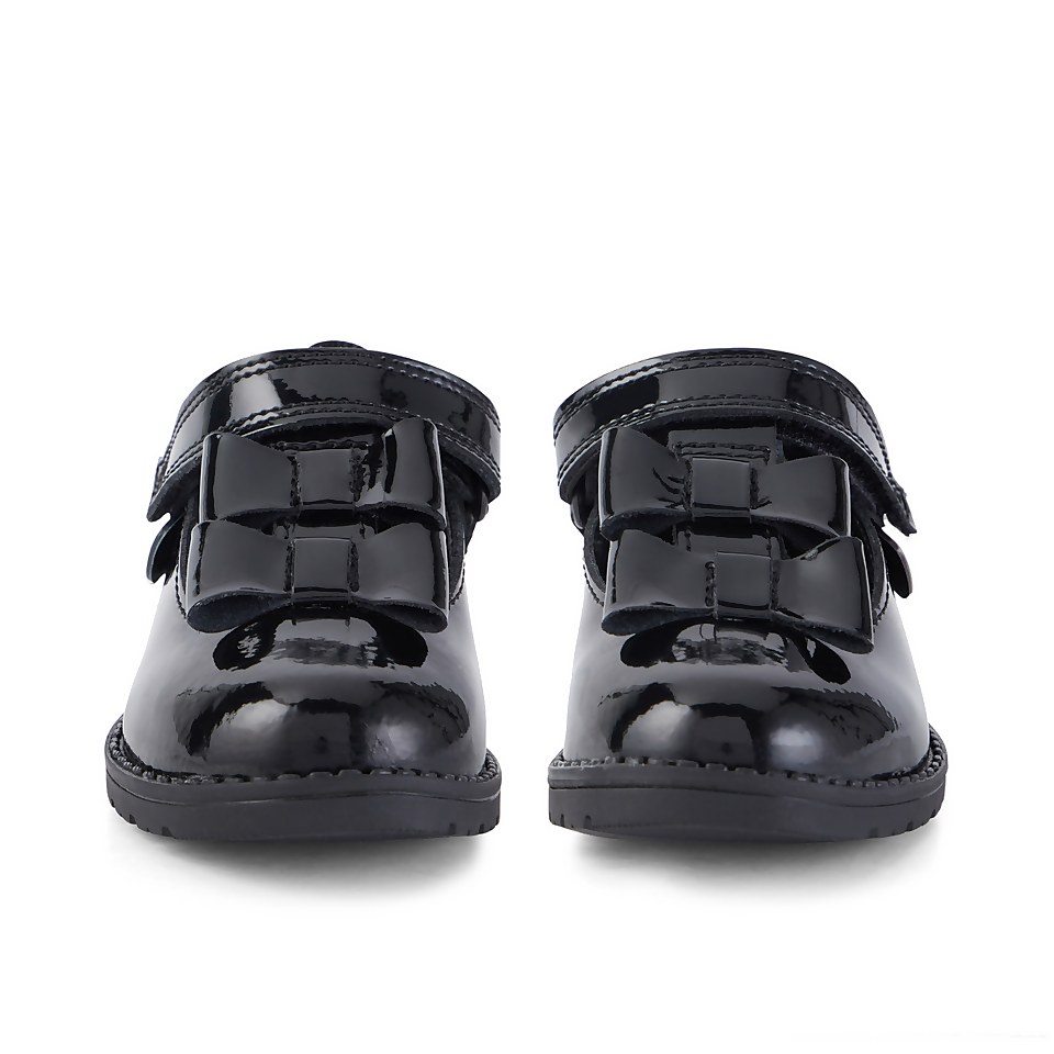 Infant Girls Lachly Bow Strap Patent Leather Black