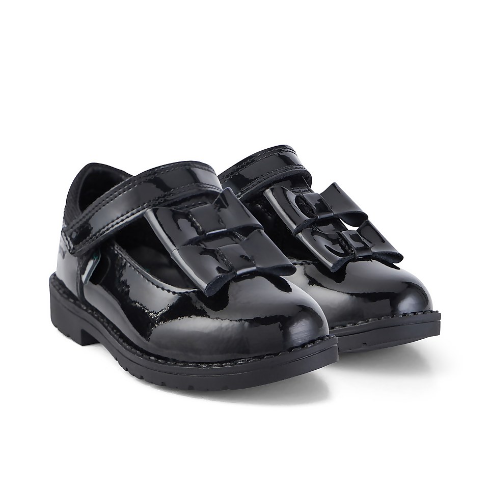 Infant Girls Lachly Bow Strap Patent Leather Black