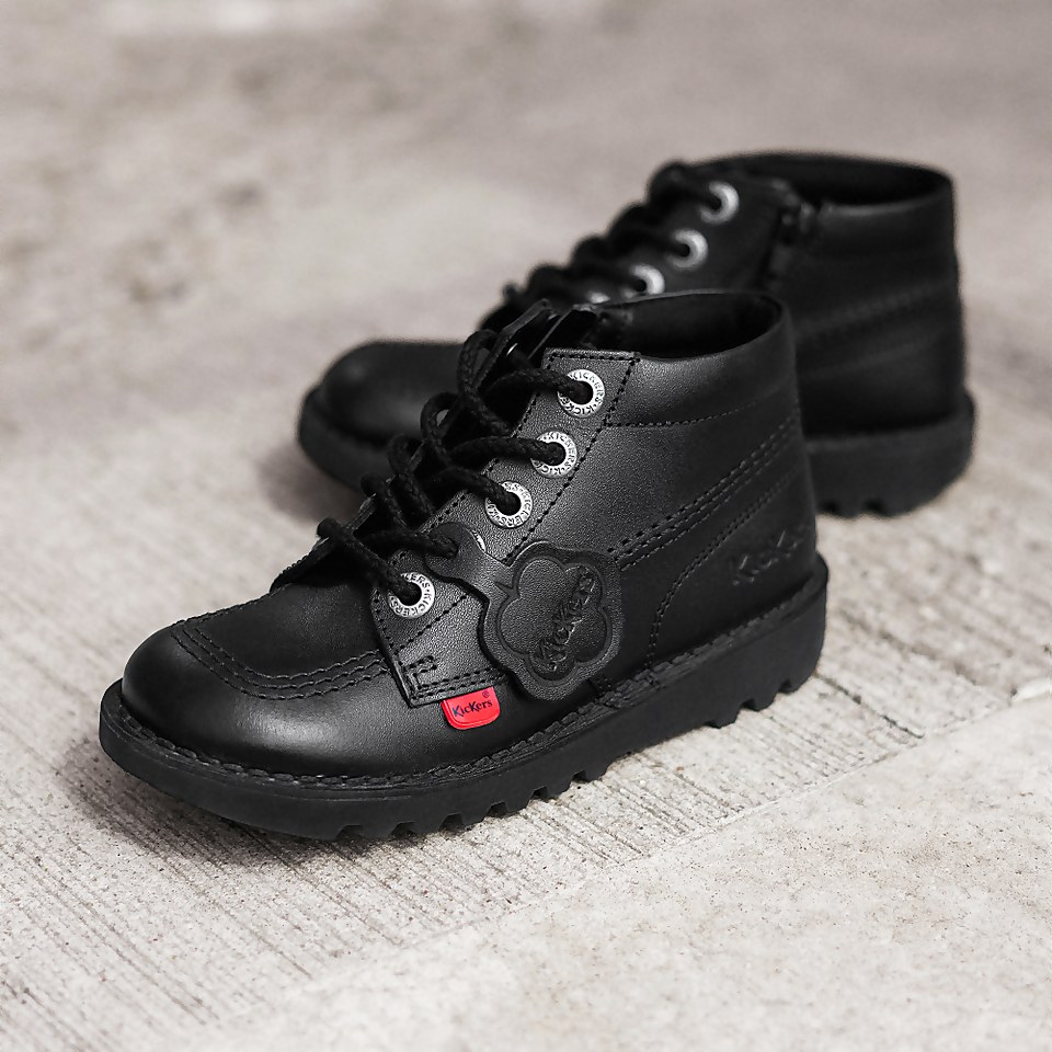 Infant Unisex Kick Hi Zip Leather Black