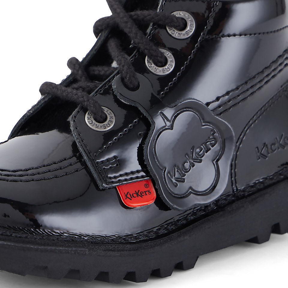 Infant Unisex Kick Hi Zip Patent Leather Black