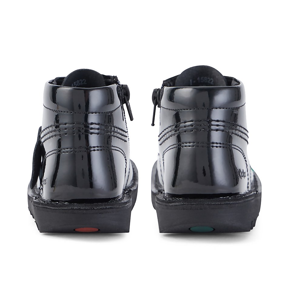 Infant Unisex Kick Hi Zip Patent Leather Black