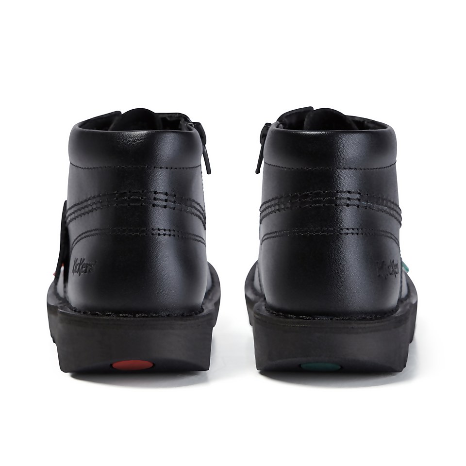 Junior Unisex Kick Hi Zip Leather Black