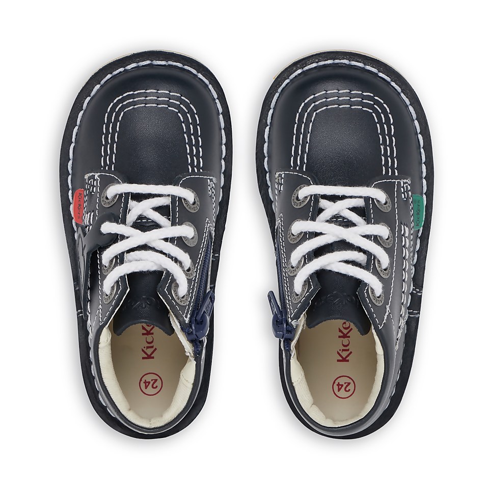 Infant Unisex Kick Hi Zip Leather Navy