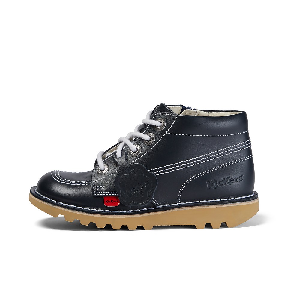 Junior Unisex Kick Hi Zip Leather Navy