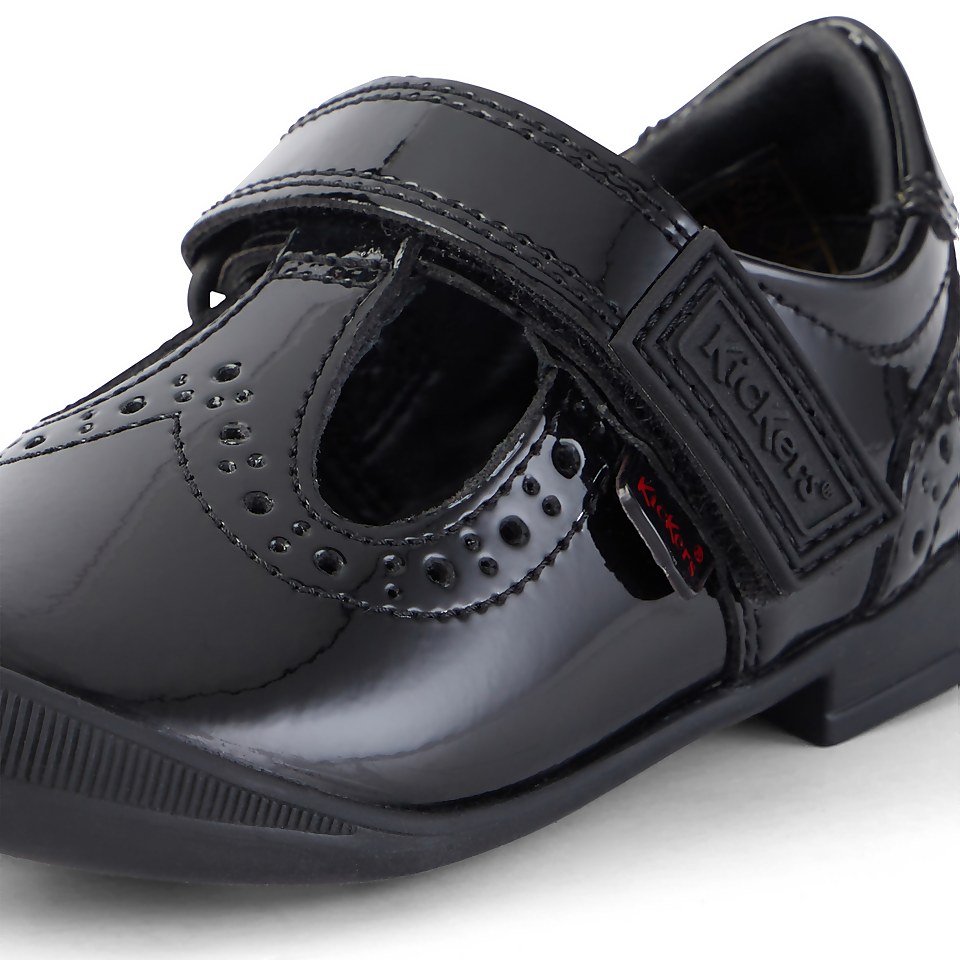 Infant Girls Bridie Brogue T-Vel Patent Leather Black