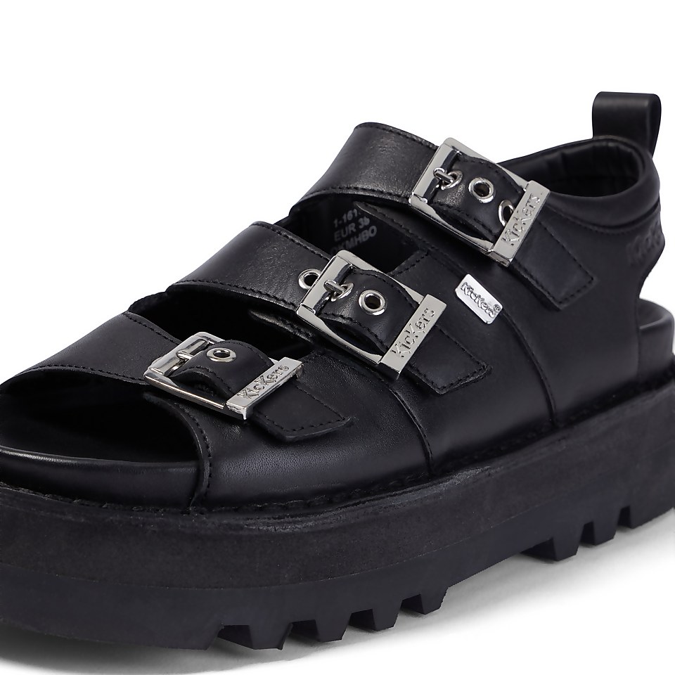 Adult Women's Knox Lo Buckle Leather Sandal Black