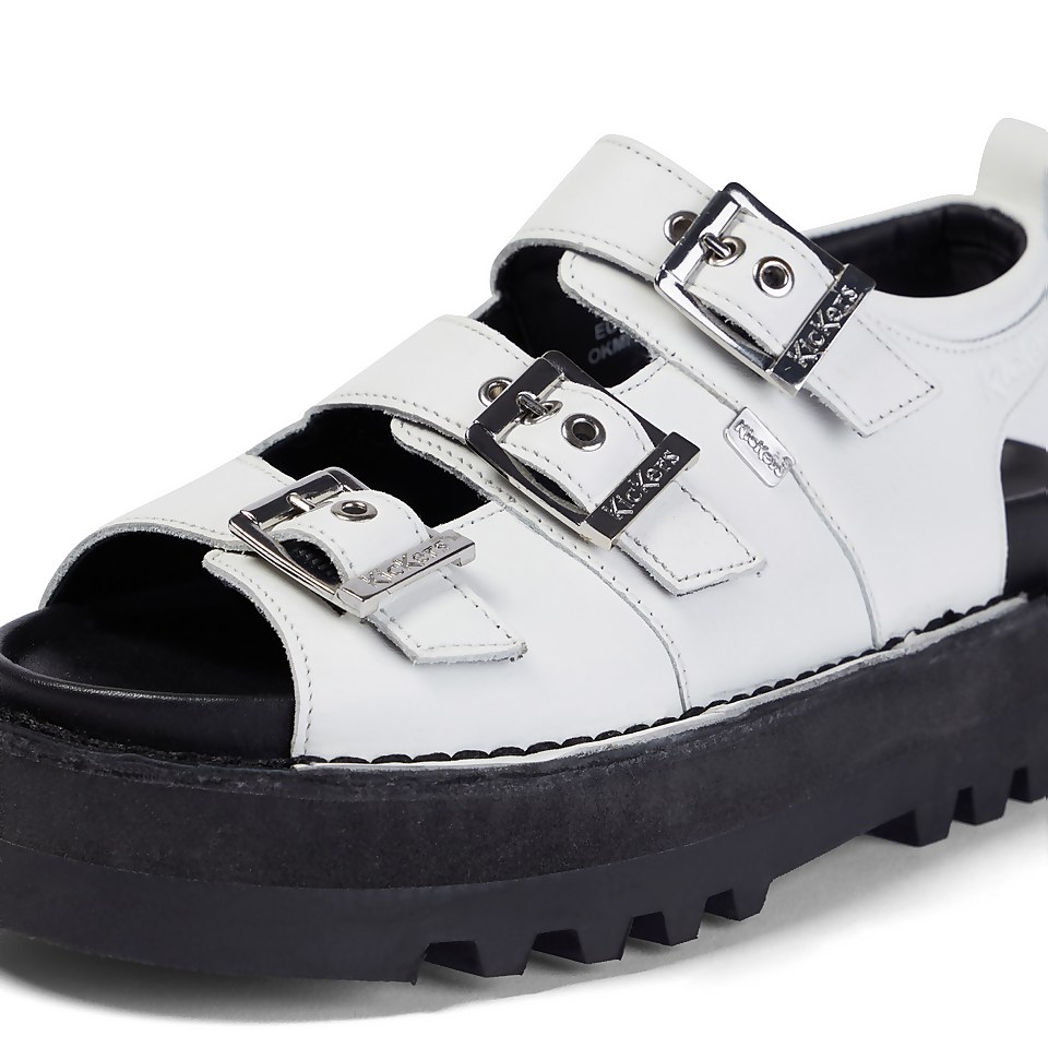 Adult Women's Knox Lo Buckle Leather Sandal White