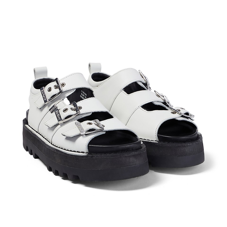 Adult Women's Knox Lo Buckle Leather Sandal White