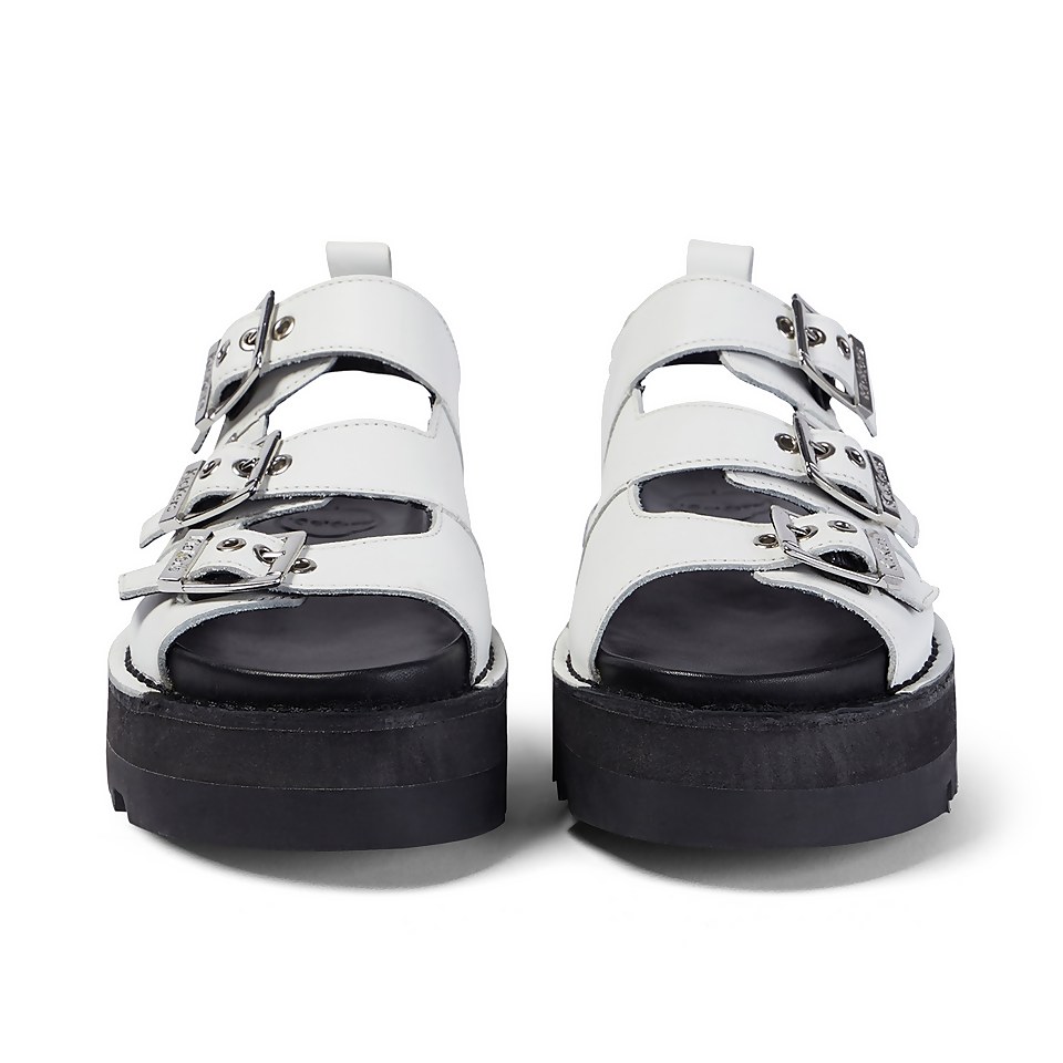 Adult Women's Knox Lo Buckle Leather Sandal White