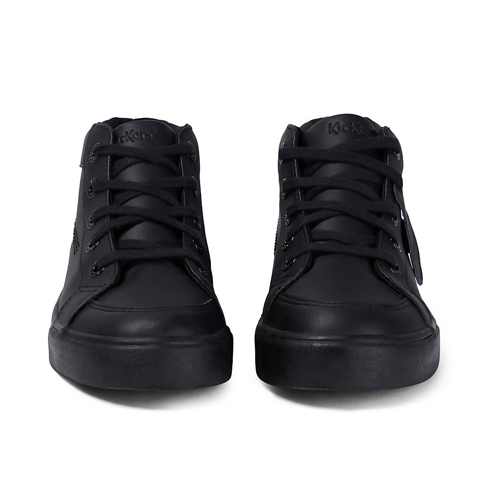 Kickers Junior Tovni Hi Leather Lace Up Boots - Black - 1 3