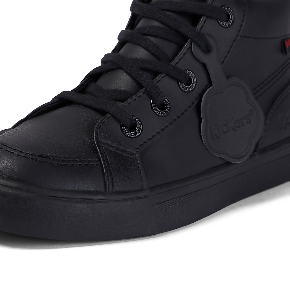 Kickers Junior Tovni Hi Leather Lace Up Boots - Black - 1 2
