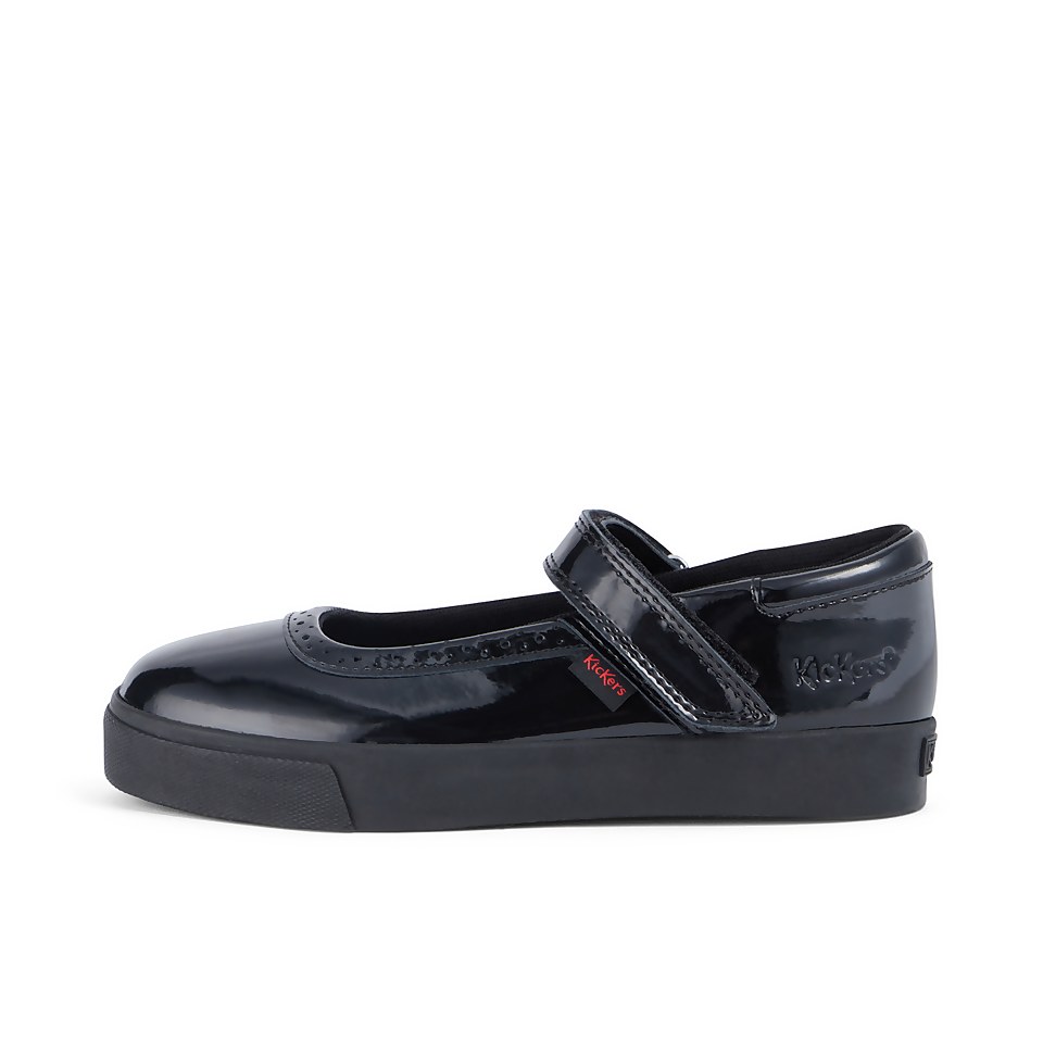 Junior Girls Tovni Brogue MJ Patent Leather Black