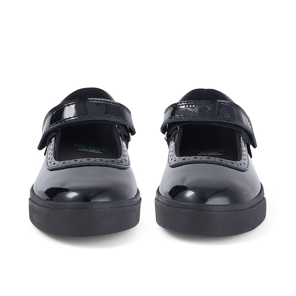 Junior Girls Tovni Brogue MJ Patent Leather Black