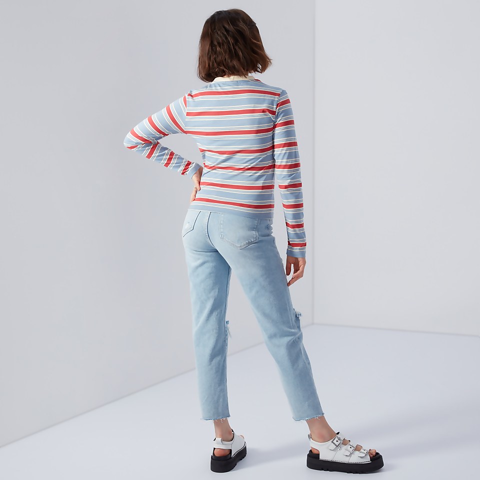 Women's Long Sleeve Stripe Ringer T-shirt Multi