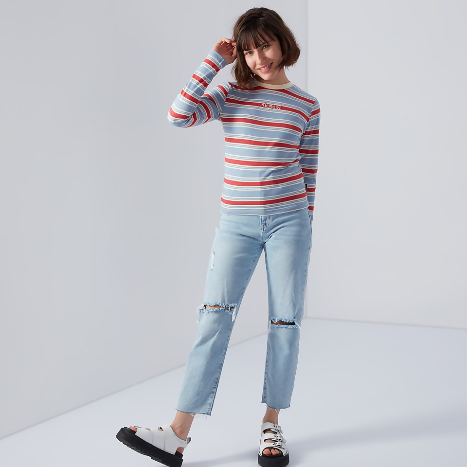 Women's Long Sleeve Stripe Ringer T-shirt Multi