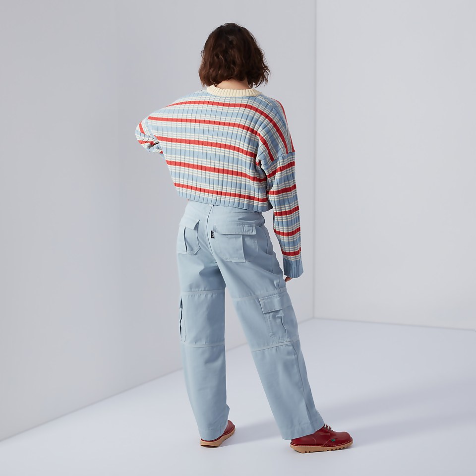 Women's V-Neck Rib Stripe Knit Jumper Multi