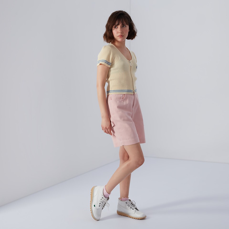 Women's Short Sleeve Rib Knit Top Cream