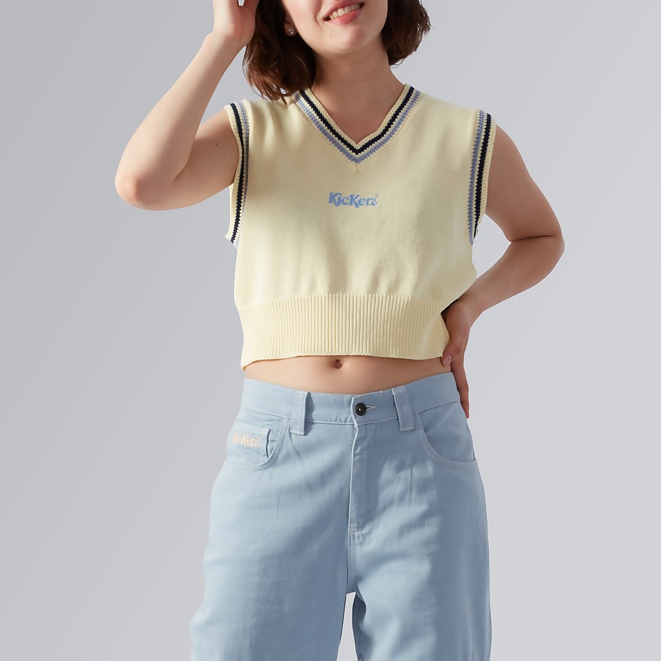 Women's V-Neck Knit Tank Top Cream